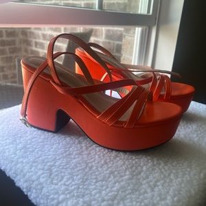 Orange platform wedges